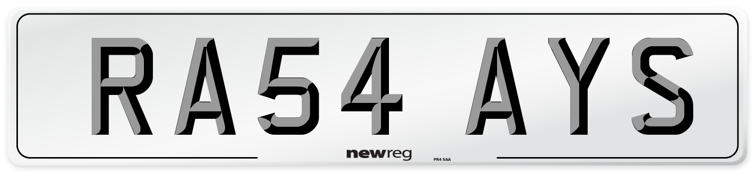 RA54 AYS Number Plate from New Reg